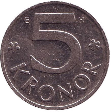 Монета 5 крон. 2004 год, Швеция.