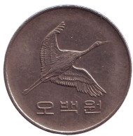 Монета 500 вон. 1991 год, Южная Корея. Маньчжурский журавль. Монета 500 вон. 1991 год, Южная Корея. Маньчжурский журавль.