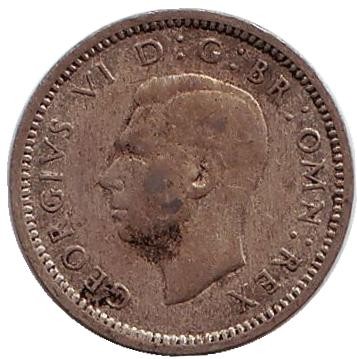 Монета 3 пенса. 1942 год, Великобритания. Монета 3 пенса. 1942 год, Великобритания.