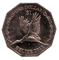 Монета 1 доллар. 2012 год, Белиз. 30-летие Центрального банка Белиза. Аист. Монета 1 доллар. 2012 год, Белиз. 30-летие Центрального банка Белиза. Аист.