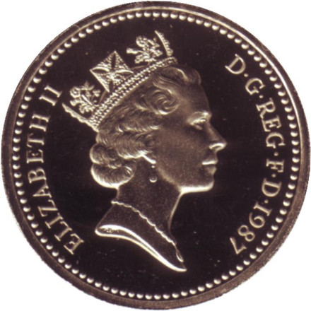 Монета 1 фунт. 1987 год, Великобритания. Дуб. Proof. Монета 1 фунт. 1987 год, Великобритания. Дуб. Proof.