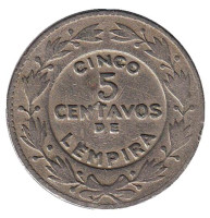 Монета 5 сентаво. 1932 год, Гондурас.
