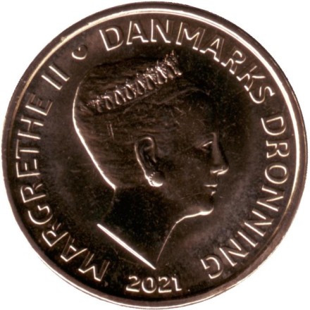 Монета 20 крон. 2021 год, Дания. Монета 20 крон. 2021 год, Дания.