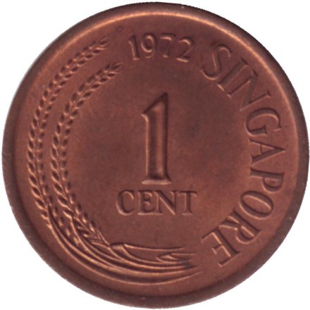 Монета 1 цент. 1972 год, Сингапур. Монета 1 цент. 1972 год, Сингапур.