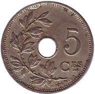 Монета 5 сантимов. 1914 год, Бельгия. (Belgique)  Монета 5 сантимов. 1914 год, Бельгия. (Belgique)