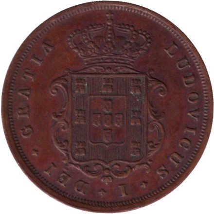 Монета 10 рейсов. 1870 год, Португалия. Монета 10 рейсов. 1870 год, Португалия.