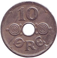 Монета 10 эре. 1941 год, Дания. (Медь, никель). Монета 10 эре. 1941 год, Дания. (Медь, никель).