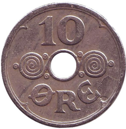 Монета 10 эре. 1941 год, Дания. (Медь, никель).