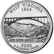 Монета 25 центов (P). 2005 год, США. Западная Виргиния. Штат № 35. Монета 25 центов (P). 2005 год, США. Западная Виргиния. Штат № 35.