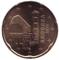 Монета 20 центов. 2014 год, Андорра.