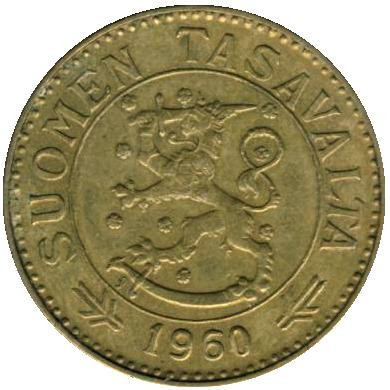 Монета 50 марок. 1960 год, Финляндия. Монета 50 марок. 1960 год, Финляндия.