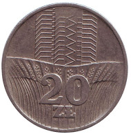 Монета 20 злотых. 1974 год, Польша. Колосья. Монета 20 злотых. 1974 год, Польша. Колосья.