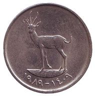 Монета 25 филсов. 1989 год, ОАЭ. Газель. Монета 25 филсов. 1989 год, ОАЭ. Газель.
