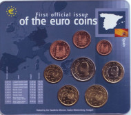 Набор монет евро в планшетке. 2001 год, Испания. Набор монет евро в планшетке. 2001 год, Испания.