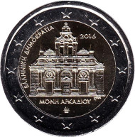 Монета 2 евро. 2016 год, Греция. Монастырь Аркади. Монета 2 евро. 2016 год, Греция. Монастырь Аркади.