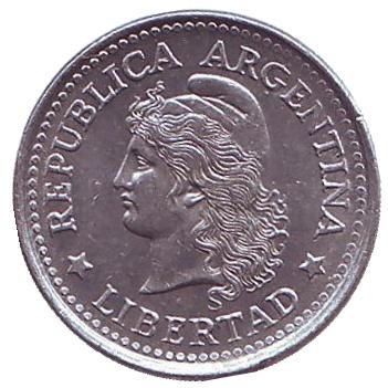 Монета 1 сентаво. 1975 год, Аргентина. Монета 1 сентаво. 1975 год, Аргентина.