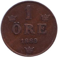 Монета 1 эре. 1889 год, Швеция. Монета 1 эре. 1889 год, Швеция.