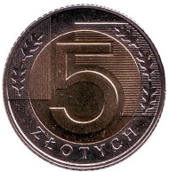 Монета 5 злотых. 2015 год, Польша.