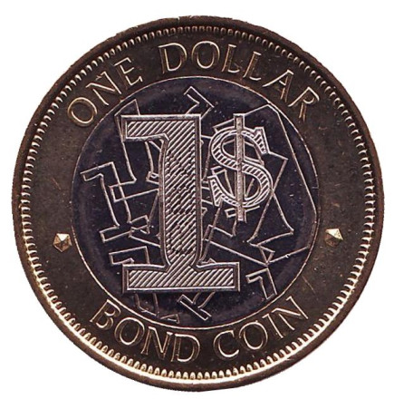 Монета 1 доллар. 2017 год, Зимбабве. UNC. Бонд-коин.
