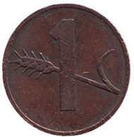 Монета 1 раппен. 1982 год, Швейцария. Монета 1 раппен. 1982 год, Швейцария.