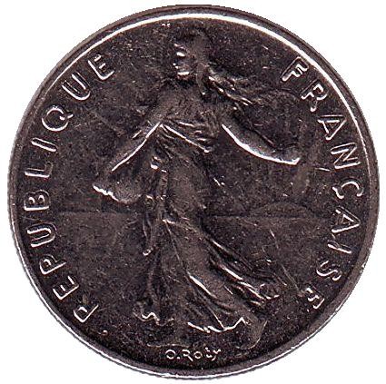 Монета 1/2 франка. 1994 год, Франция. (рыбка) Монета 1/2 франка. 1994 год, Франция. (рыбка)