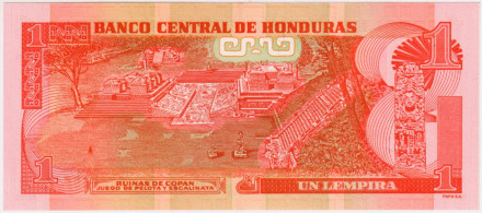 Банкнота 1 лемпира. 2016 год, Гондурас. Вождь Лемпира. Банкнота 1 лемпира. 2016 год, Гондурас. Вождь Лемпира.