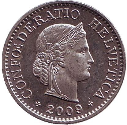 Монета 10 раппенов. 2009 год, Швейцария. Монета 10 раппенов. 2009 год, Швейцария.