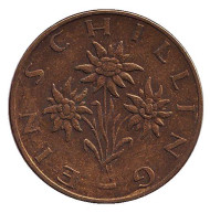 Монета 1 шиллинг. 1970 год, Австрия. Эдельвейс. Монета 1 шиллинг. 1970 год, Австрия. Эдельвейс.