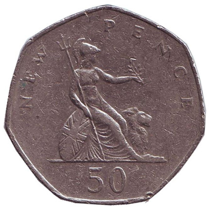 Монета 50 новых пенсов. 1980 год, Великобритания.