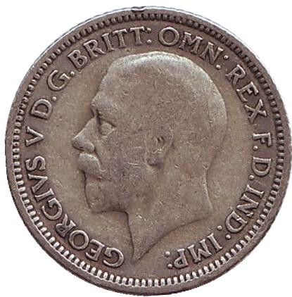 Монета 6 пенсов. 1928 год, Великобритания.