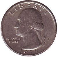 Вашингтон. Монета 25 центов. 1977 (D) год, США.