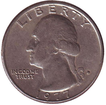 Монета 25 центов. 1977 (D) год, США. Вашингтон.