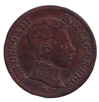 Монета 1 сентимо. 1906 год, Испания. Монета 1 сентимо. 1906 год, Испания.