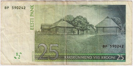 Банкнота 25 крон. 2002 год, Эстония.