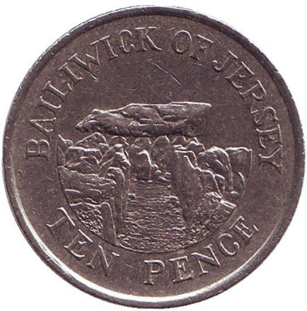 Монета 10 пенсов, 1992 год, Джерси. Дольмен.