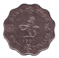 Монета 2 доллара, 1990 год, Гонконг. Монета 2 доллара, 1990 год, Гонконг.