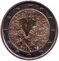 Монета 2 евро. 2008 год, Финляндия. 60 лет декларации прав человека. Монета 2 евро. 2008 год, Финляндия. 60 лет декларации прав человека.