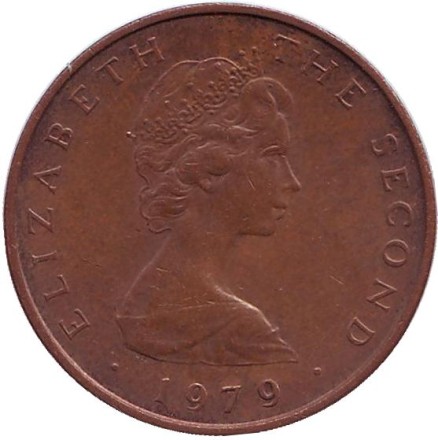 Монета 2 пенса. 1979 год, Остров Мэн. (Отметка "AD") Малый буревестник.