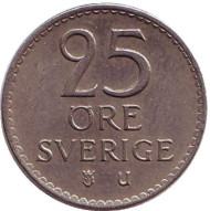 Монета 25 эре. 1969 год, Швеция. Монета 25 эре. 1969 год, Швеция.
