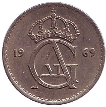 Монета 25 эре. 1969 год, Швеция.
