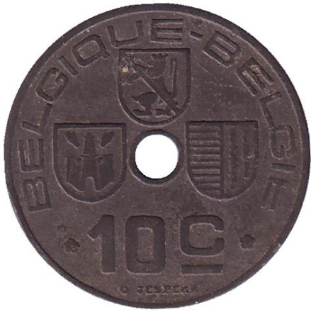 Монета 10 сантимов. 1943 год, Бельгия. (Belgique-Belgie)