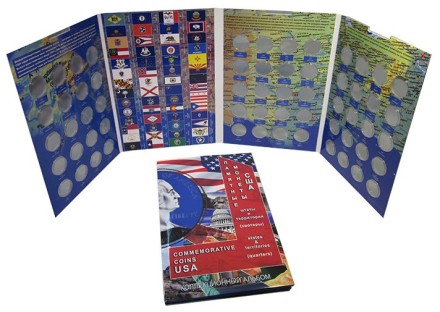 Альбом-планшет для монет США "Штаты и территории". Капсульный. Производство Россия.