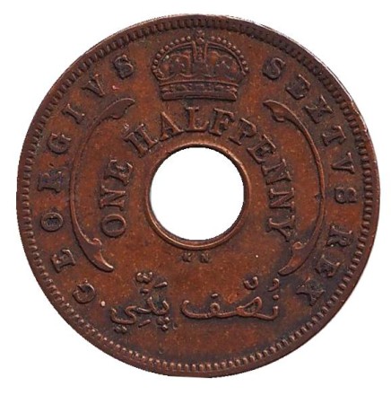 Монета 1/2 пенни. 1952 год ("KN"), Британская Западная Африка Монета 1/2 пенни. 1952 год ("KN"), Британская Западная Африка