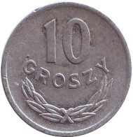 Монета 10 грошей. 1949 год, Польша. (алюминий) Монета 10 грошей. 1949 год, Польша. (алюминий)