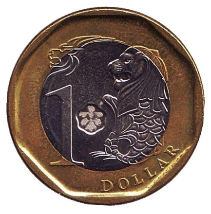 Монета 1 доллар. 2014 год, Сингапур. Мерлион.