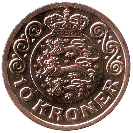 Монета 10 крон. 2019 год, Дания.