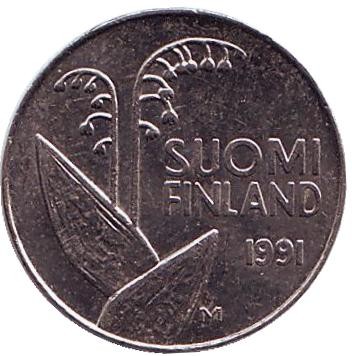 Монета 10 пенни. 1991 год, Финляндия. Монета 10 пенни. 1991 год, Финляндия.