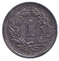 Монета 1 раппен. 1946 год, Швейцария. Монета 1 раппен. 1946 год, Швейцария.