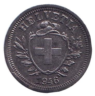 Монета 1 раппен. 1946 год, Швейцария.