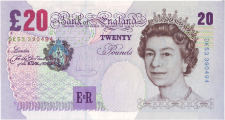 Банкнота 20 фунтов. 1999-2006 гг., Великобритания. Сэр Эдуард Уильям Элгар.